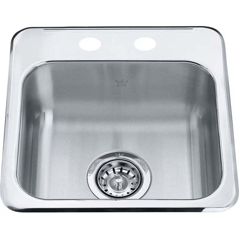 Drop In Single Bowl 2-Hole Hospitality Sink, 15.13-in x 15.44-in x 6-in, Stainless Steel H8282
