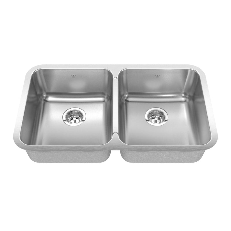 Undermount Double Bowl Kitchen Sink, 30.88-in x 17.75-in x 8-in, Stainless Steel O1480