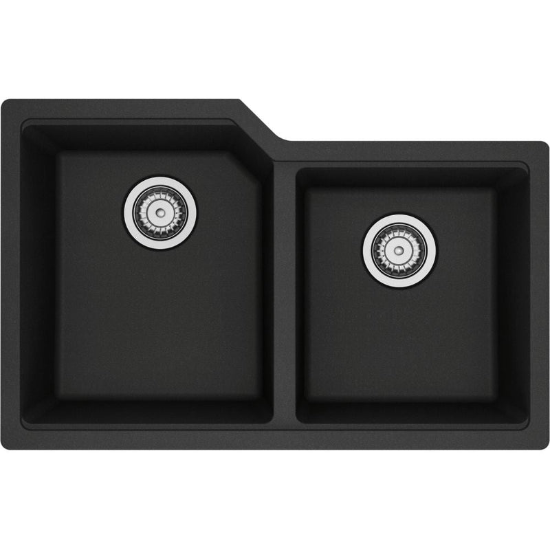 Urban Undermount Granite Double Bowl Kitchen Sink, 30.69-in x 19.69-in x 8.63-in, Onyx K3761