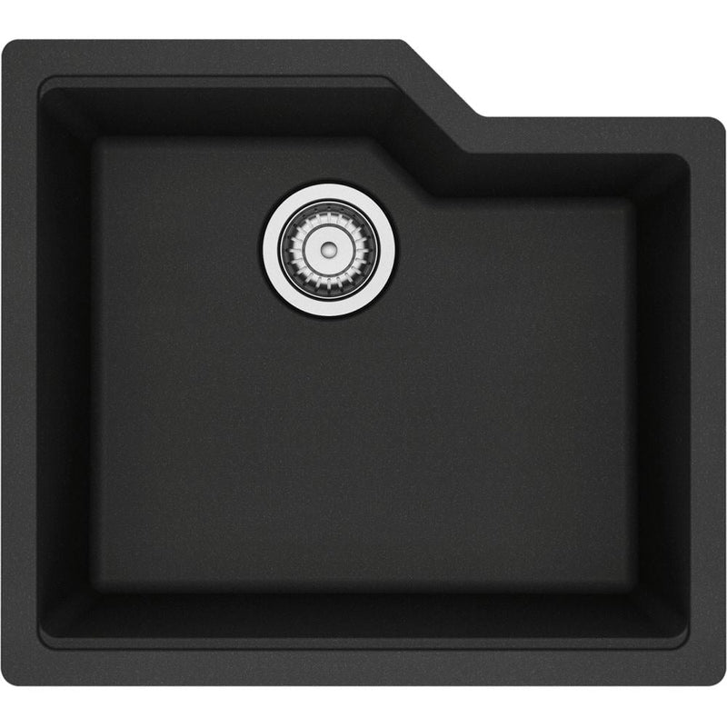 Urban Undermount Granite Single Bowl Kitchen Sink, 22.06-in x 19.69-in x 9.06-in, Onyx U7133