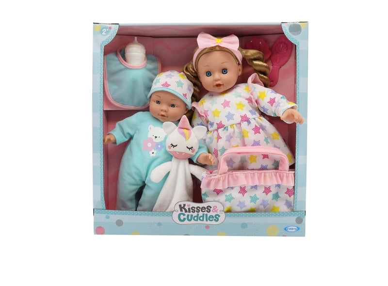 Kisses & Cuddles Soft Body Baby Doll Gift Set with 12-in and 16-in Dolls T5879