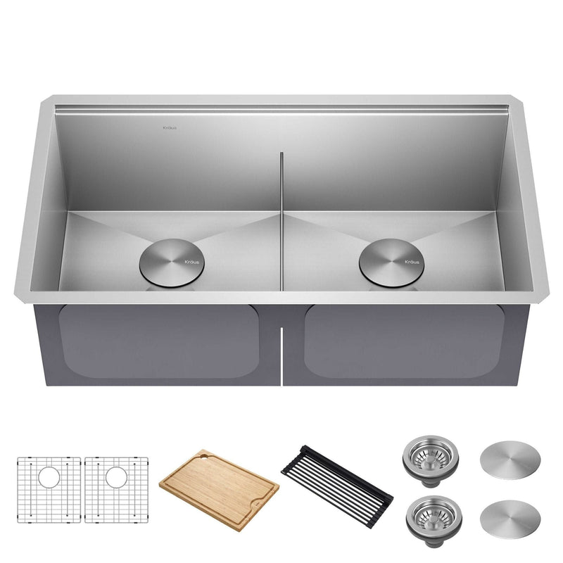 Kore Undermount Stainless Steel Single Bowl Kitchen Sink with Add-Ons, 33x19x11-in H9091