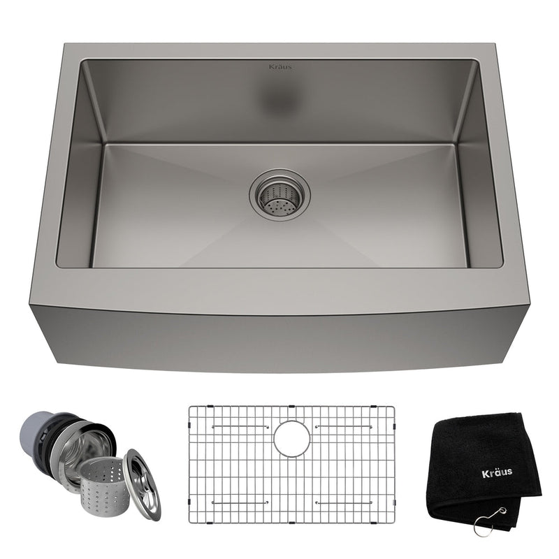 Standard PRO Apron Front Farmhouse Stainless Steel Single Bowl Kitchen Sink, 30x21x10-in W6410