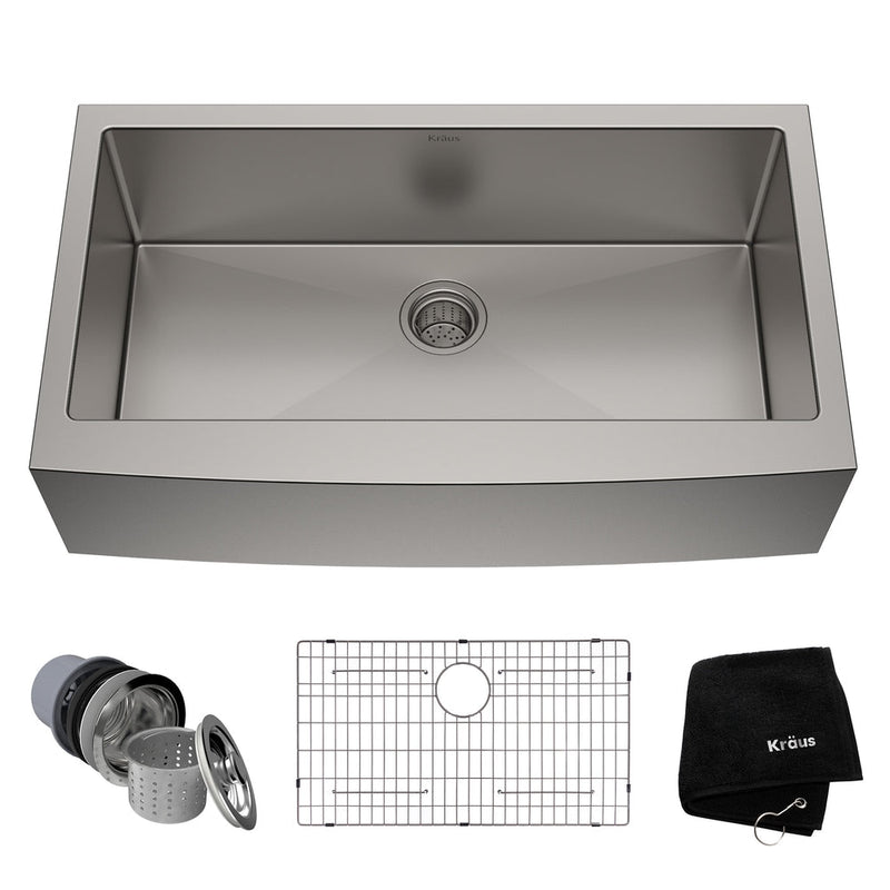 Standard PRO Apron Front Farmhouse Stainless Steel Single Bowl Kitchen Sink, 36x21x10-in I4237