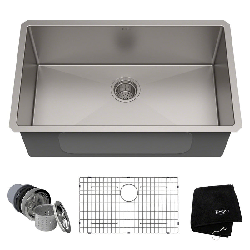 Standard PRO Undermount Stainless Steel Single Bowl Kitchen Sink, 30x18x10-in B3116