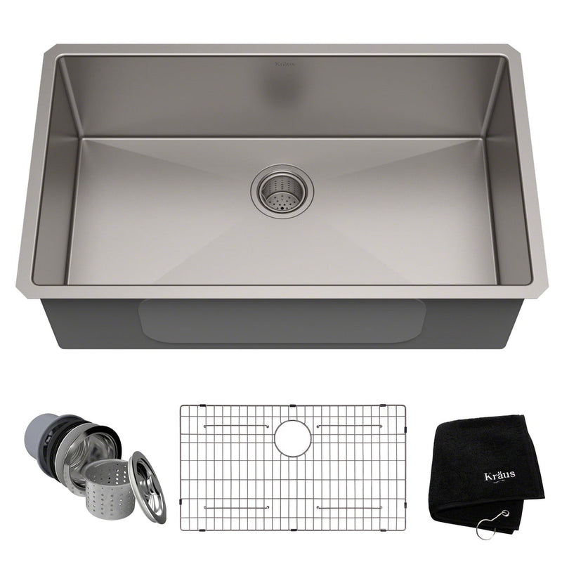 Standard PRO Undermount Stainless Steel Single Bowl Kitchen Sink, 32x19x10-in Y1136