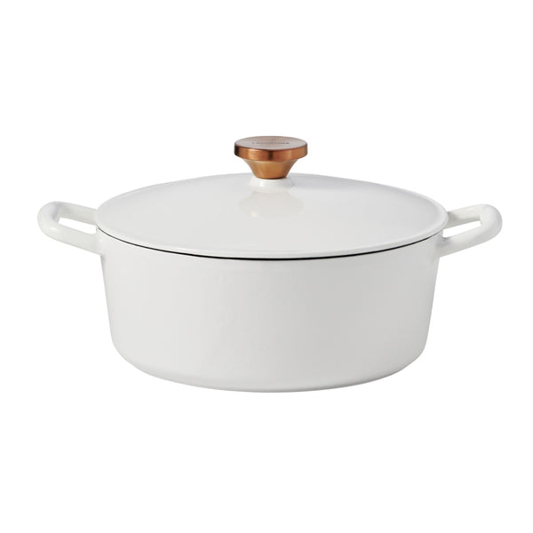 Tuscan Collection Round Casserole Dish, Enamelled Cast Iron, White, 7-qt M4873