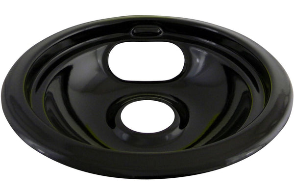 62244 Porcelain Stove Drip Pan with Trim Ring, Dishwasher Safe, Black, 8-in R2045