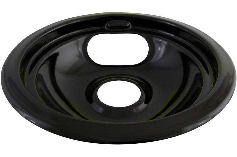 62244 Porcelain Stove Drip Pan with Trim Ring, Dishwasher Safe, Black, 8-in R2045