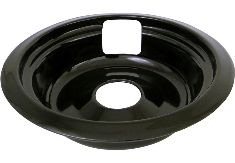 62489 Universal Porcelain Stove Deep-Draw Drip Pan with Trim Ring, Black, 6-in O0310