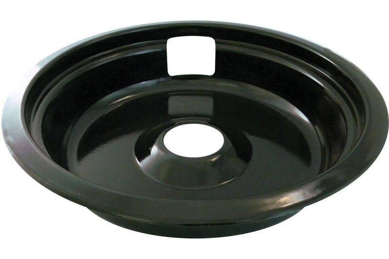 62490 Universal Porcelain Stove Deep-Draw Drip Pan with Trim Ring, Black, 8-in W7800