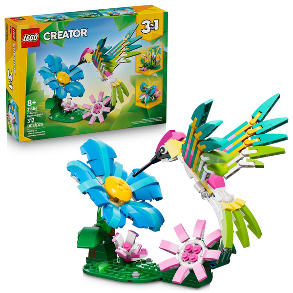 Creator 3-in-1 Wild Animals: Colourful Hummingbird Toy Building Set - 31384, 312-pcs, Ages 8+ A7245