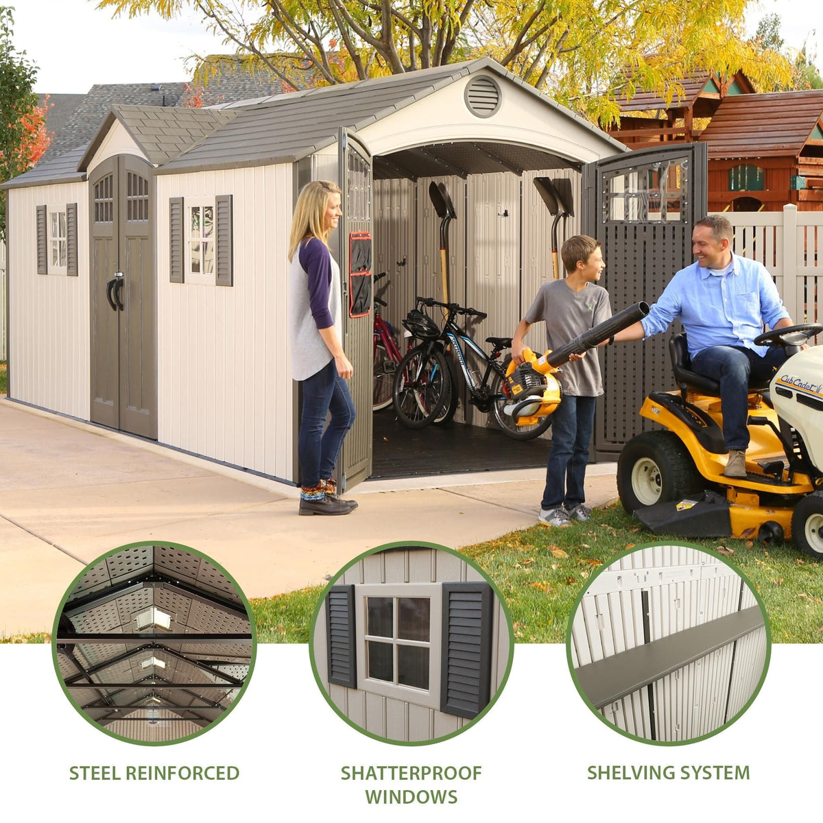 Outdoor Storage Shed with Dual Side Entry, 20 x 8-ft
