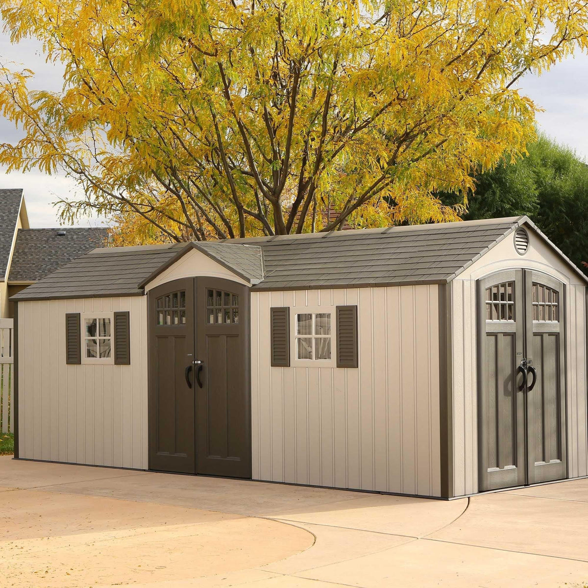 Outdoor Storage Shed with Dual Side Entry, 20 x 8-ft