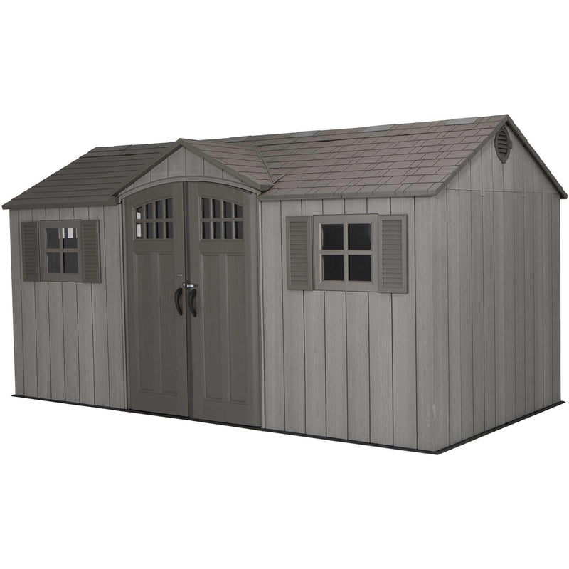 Outdoor Storage Shed with Dual Side Entry, Dark Grey Roughcut, 15 x 8-ft F8651