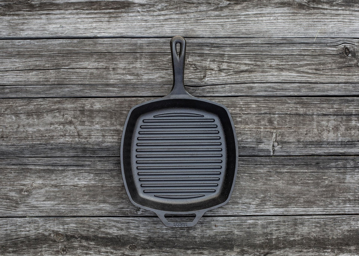 Seasoned Cast-Iron Grill Pan, 10.5-in (26 cm)
