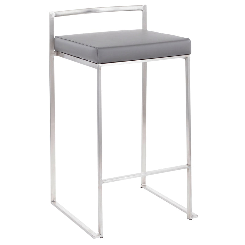 Fuji Stacker Fixed-Height Counter Stool, Grey, 26-in, 2-pc G8381