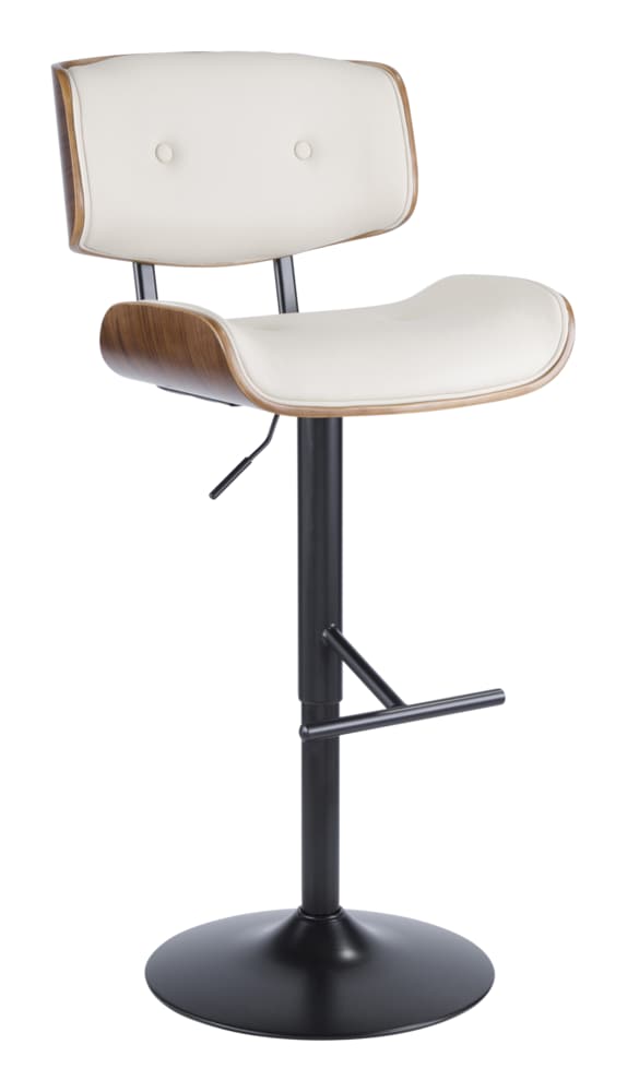 Lombardi PU Leather Swivel Counter/Bar Stool Adjustable Height, Walnut/Cream N4703