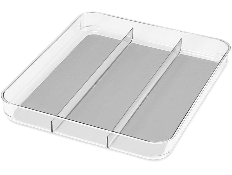 Madesmart Large 3-Compartment Drawer Storage Organizer Tray/Bin For Kitchen/Vanity/Office, Clear Z9317