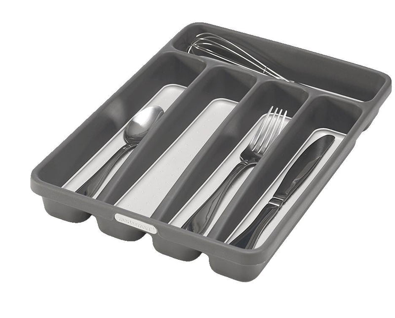 Madesmart Mini 5-Compartment Cutlery & Kitchen Utensil Drawer Organizer Tray/Holder, Grey D5658