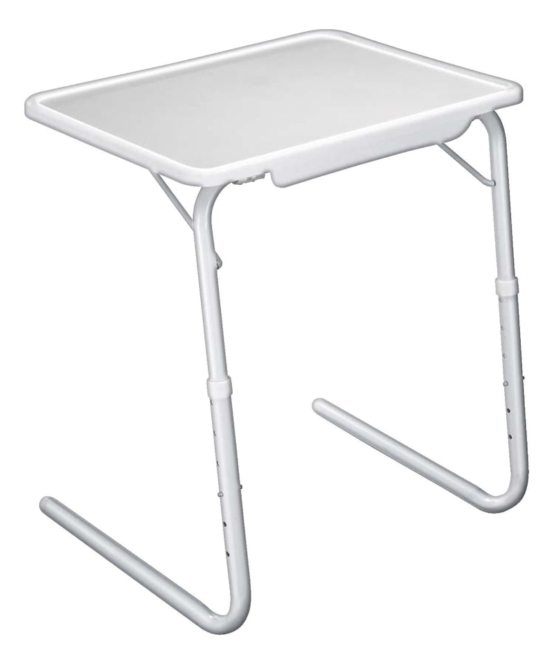Tilt-a-Table Portable Height Adjustable TV Tray/Laptop Table, White N3277
