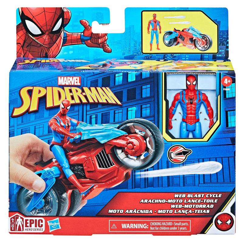 Web Blast Cycle Toy Set with 4-in Poseable Action Figure and 2 Web Projectiles X8327