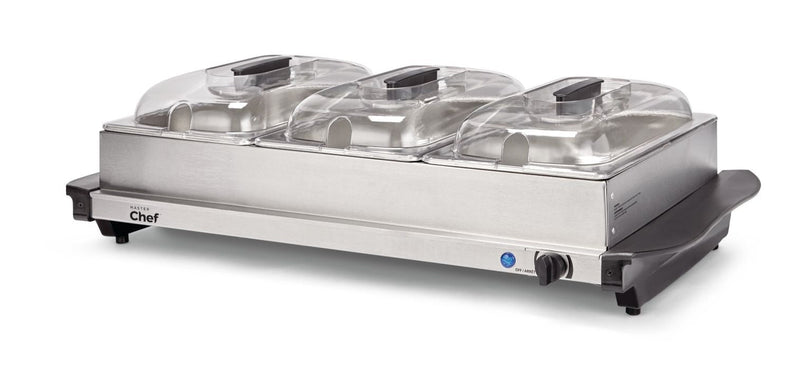 3-Tier Buffet Server/Food Warmer with Warming Tray, Stainless Steel, 300W P5158