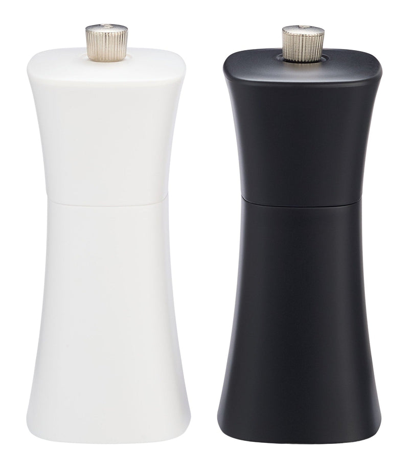 Plastic Salt & Pepper Grinder Set, Black & White G5447
