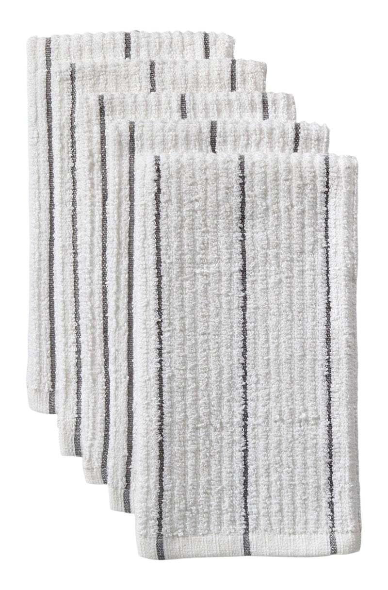 Ribbed Stripe Bar Mop Dish Cloths, Grey Stripes, 5-pk Z0727