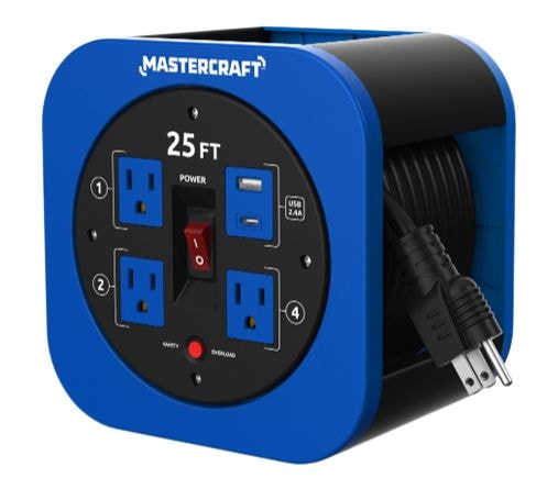 25-ft 13A 3-Outlet/1 USB-A and 1 USB-C Extension Cord Reel Q5020