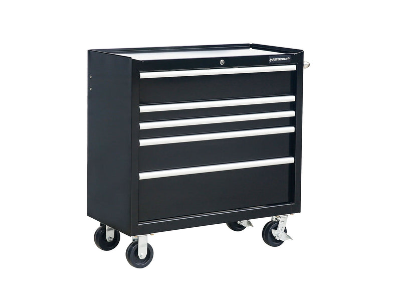5-Drawer Powder-Coated Steel Tool Cabinet, Black, 36-in W8476