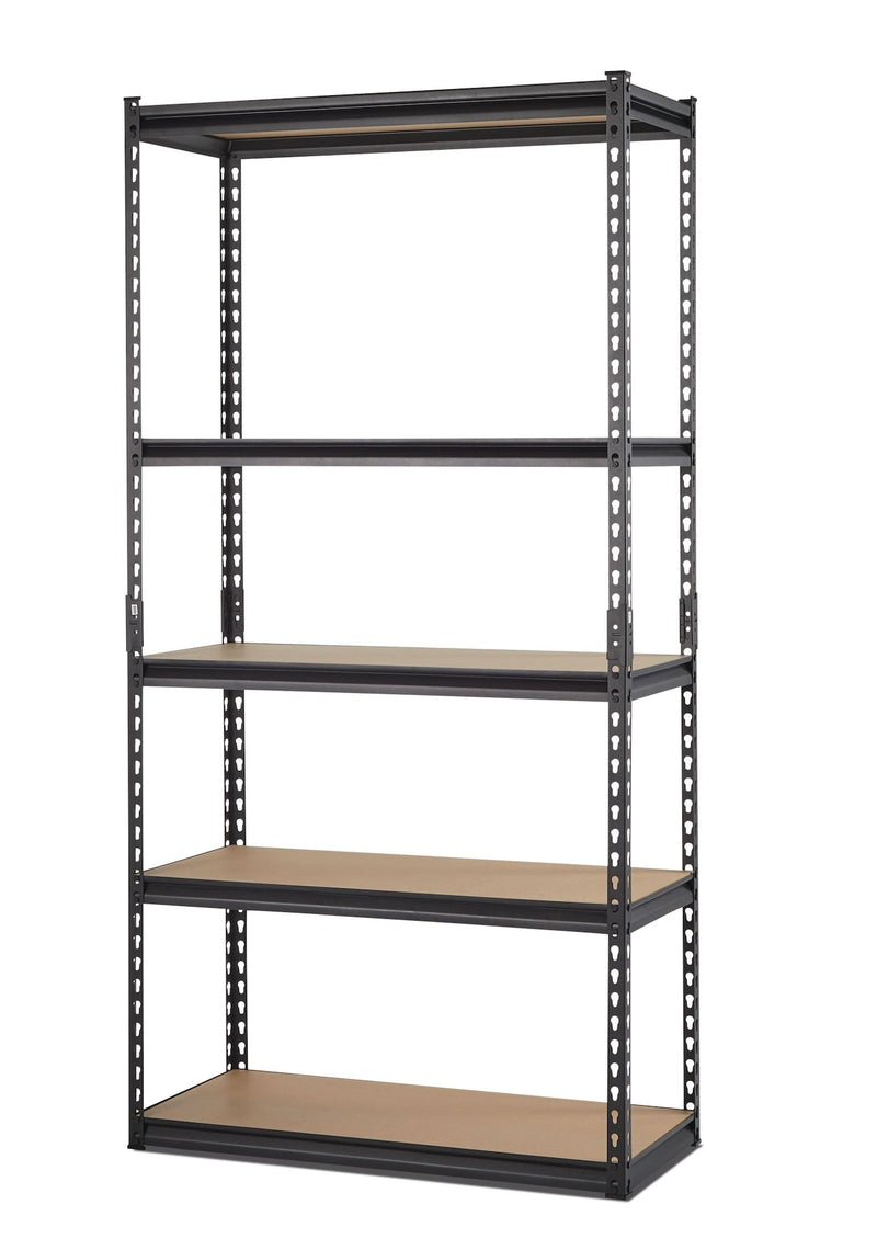 Adjustable 5-Shelf Steel Metal & Wood Storage Rack / Shelving Unit, 36 x 16 x 72-in R6200