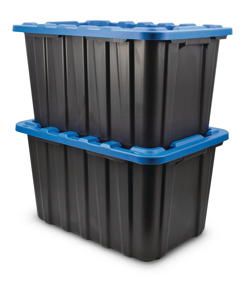 Heavy Duty Plastic Storage Box Container, 102-L, Black, 2-pk P1713