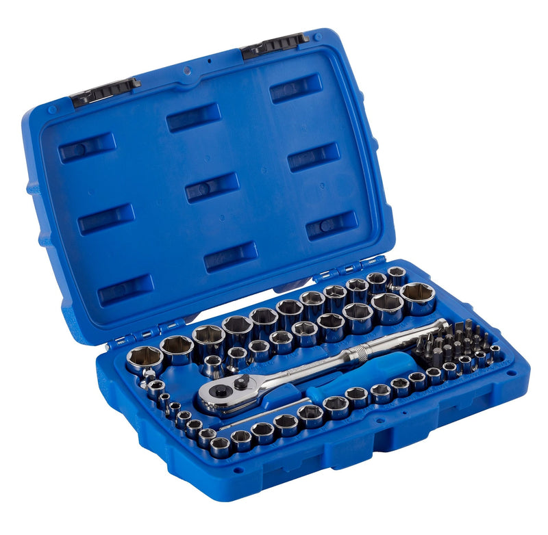 Mechanic's Tool Set with Case, Nickel-Plated, SAE/Metric, 62-pc E4505