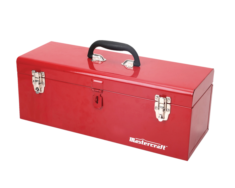 Portable Metal Hip Roof Tool Box with Removable Tray, 19-in, Red W1266