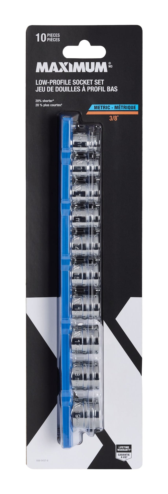 10 Piece 3/8" Drive Low Profile Socket Rail