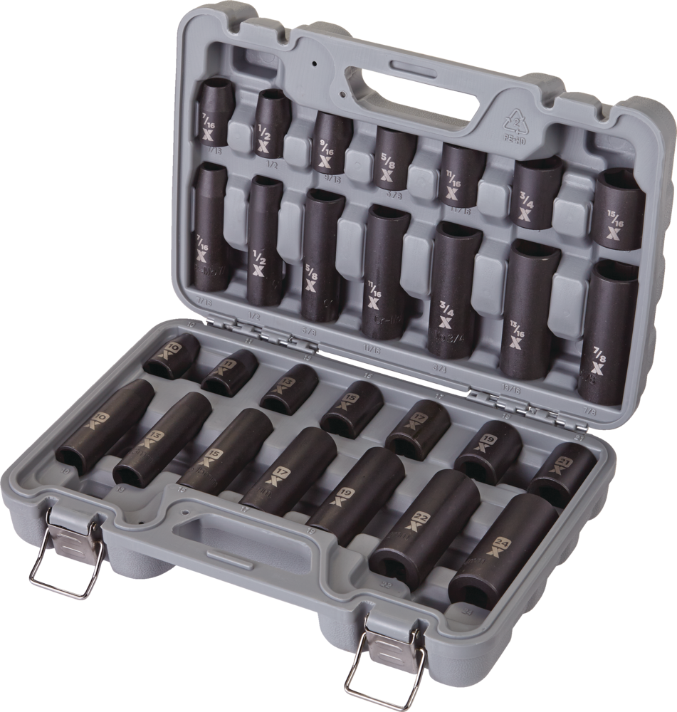 1/2-in Drive Professional Grade Impact Socket Set, 28-pc, CRMO