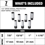 1/2-in Drive Wheel Protector Deep Impact Socket Set, 7-pc