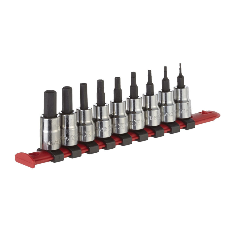 3/8-in Drive Hex Bit Socket Set, Chrome-Plated, 9-pc, SAE B5206
