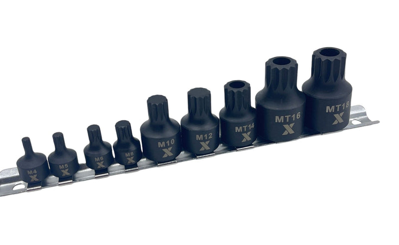 9 Piece Impact Stubby Bit Socket Rail Triple Square F2695