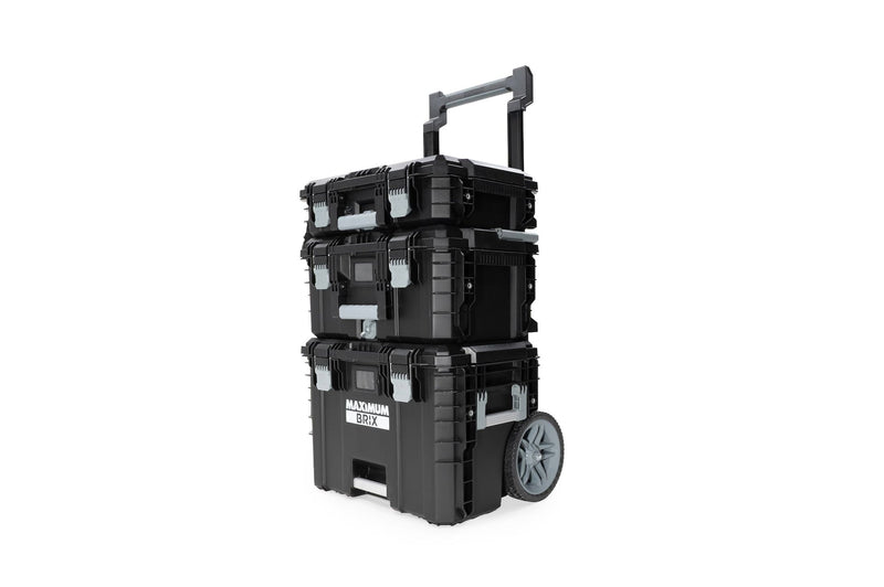 Brix Modular Portable Toolbox/Tool Storage System with Wheels, IP65, 23-in x 19-in x 33-in, 3-pc O0151