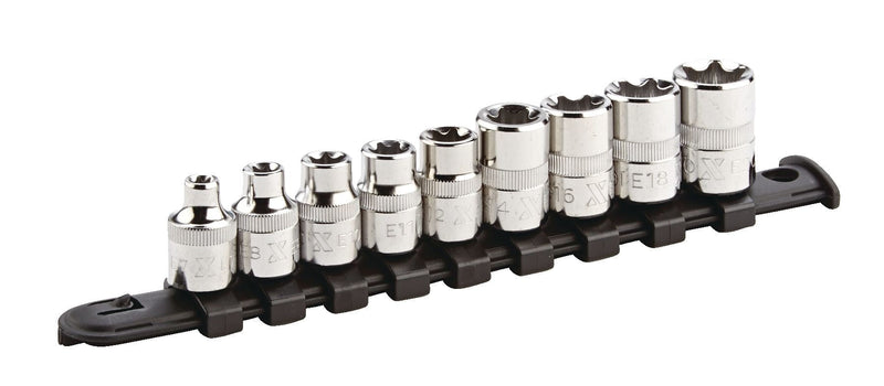 E-Star-drive Bit Socket Set, Chrome-Plated, 9-pc B1601