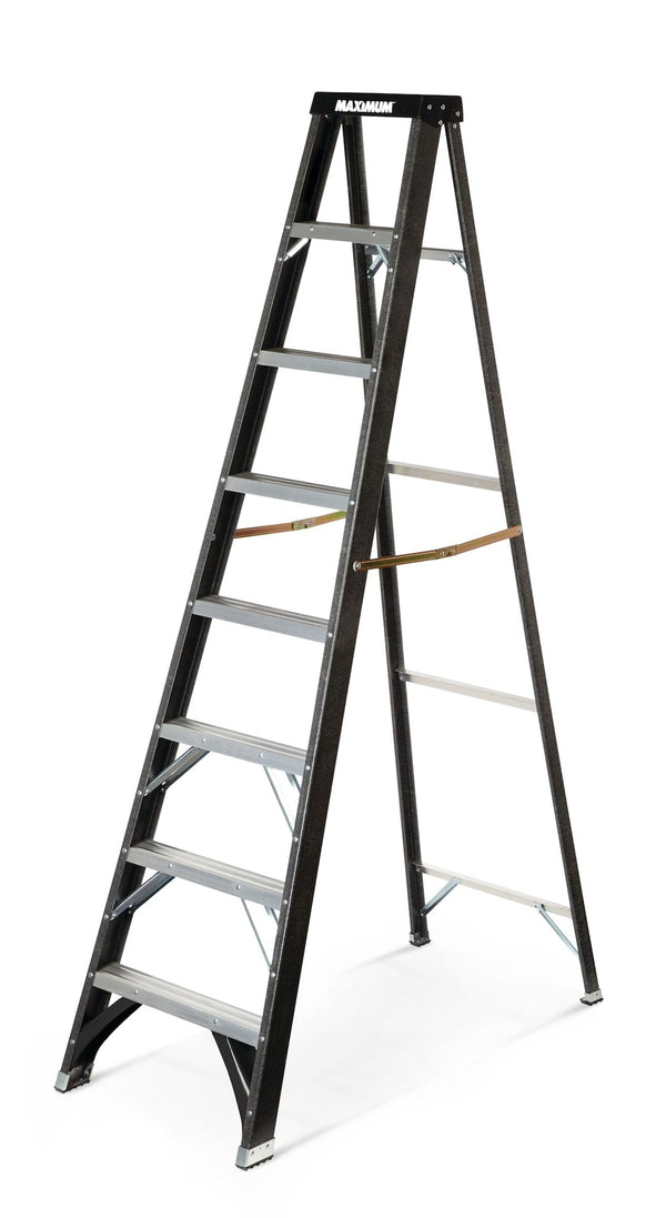 Grade 1 Fibreglass Heavy-Duty Industrial Step Ladder, 250-lb, 8-ft N8498