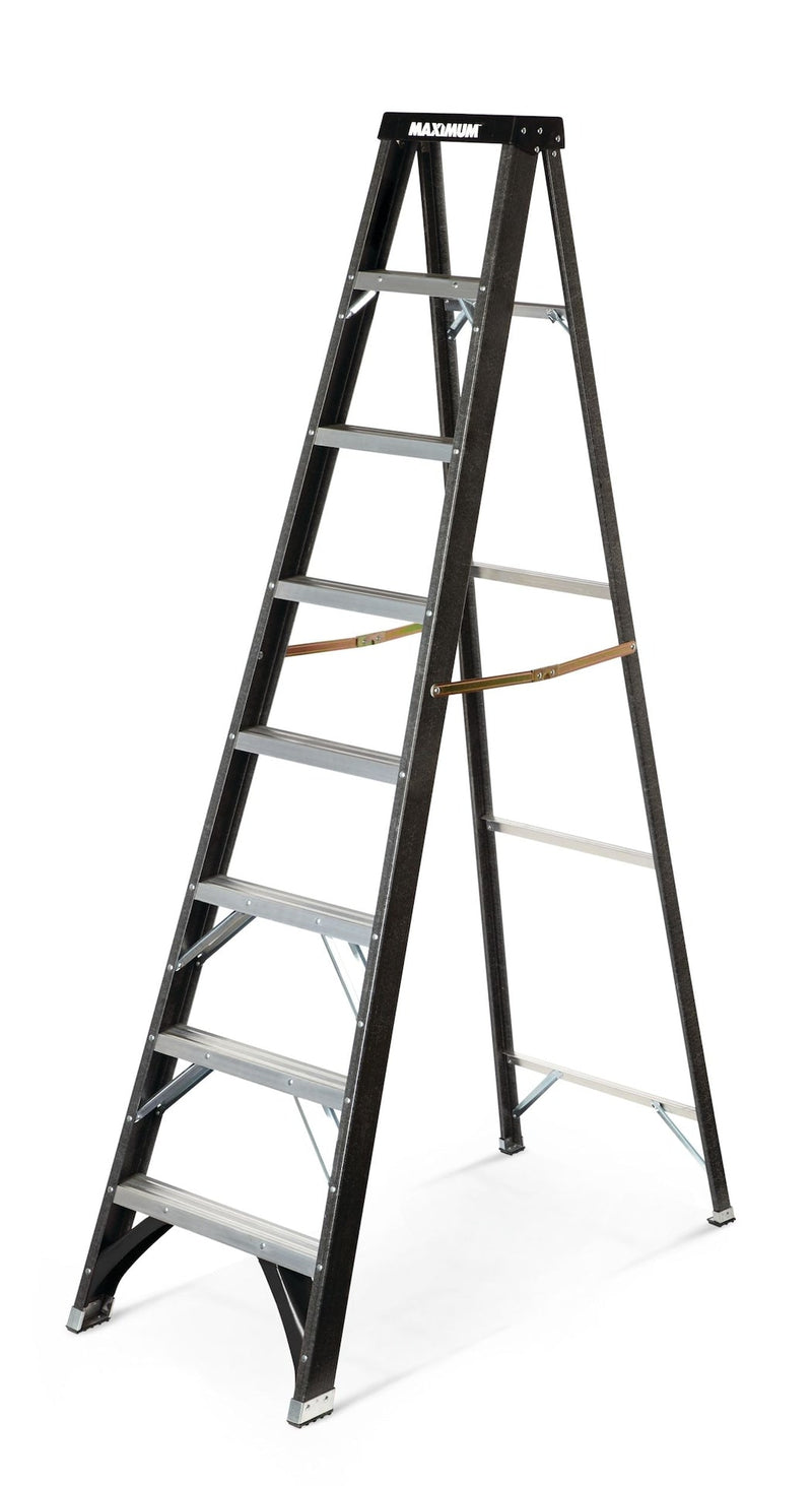 Grade 1 Fibreglass Heavy-Duty Industrial Step Ladder, 250-lb, 8-ft N8498