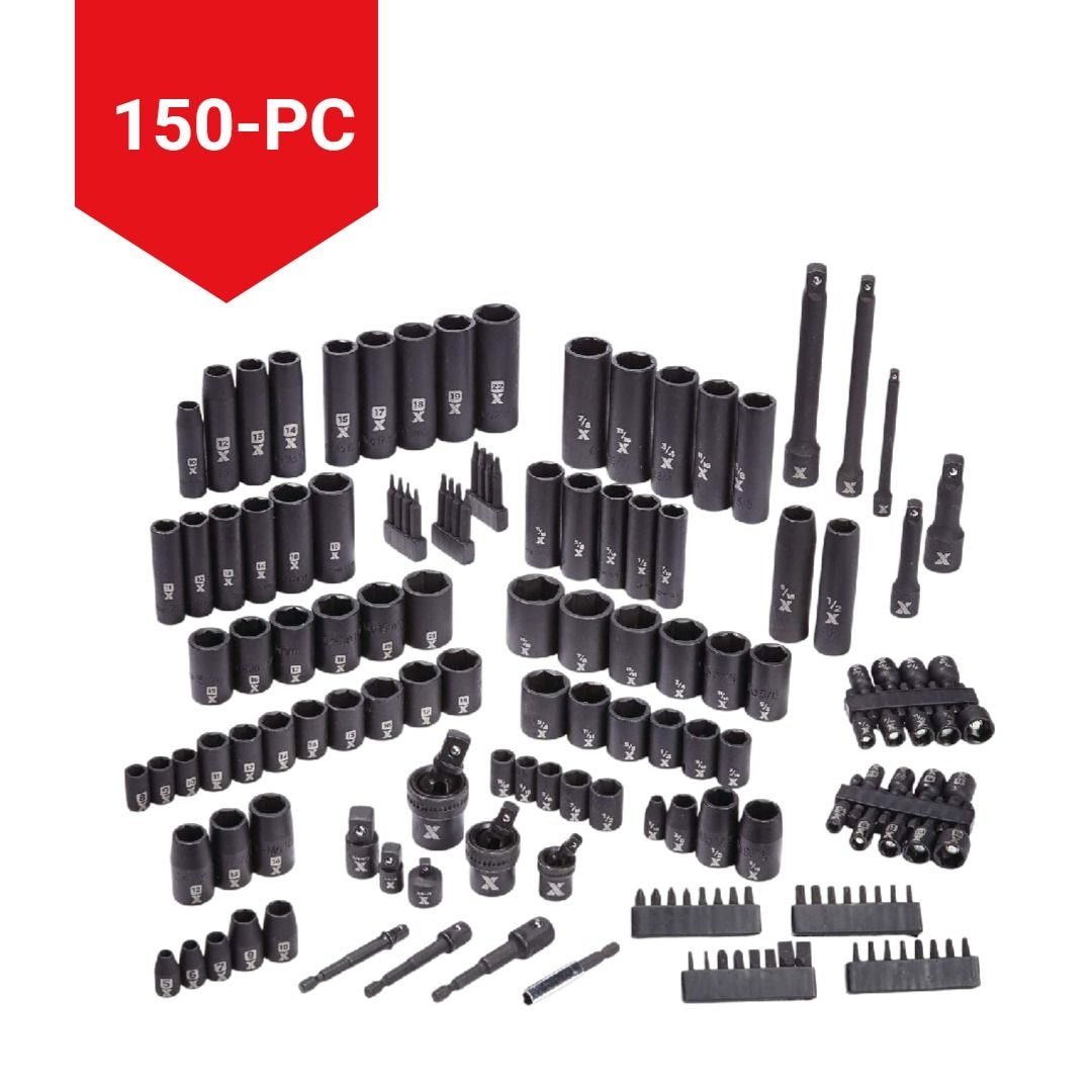 Professional Grade Impact Socket Set, 150-pc, SAE / Metric, CRMO