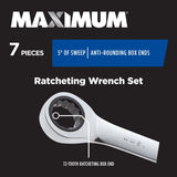 Ratcheting Wrench Set, Metric, Nickel-Chrome Plating, 7-pc