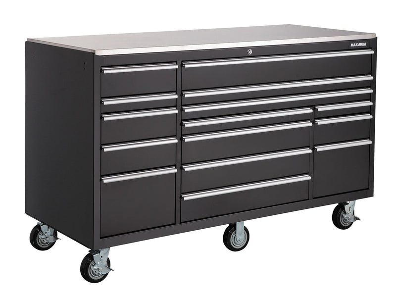Rolling Tools Storage Cabinet with 15 Drawers, Black, 72-in x 30-in P0383