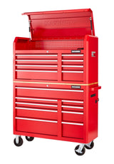 Tool Storage Cabinet, Built-In Power Bar with USB, 9-Drawer, 47-in, Red