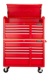 Tool Storage Cabinet, Built-In Power Bar with USB, 9-Drawer, 47-in, Red