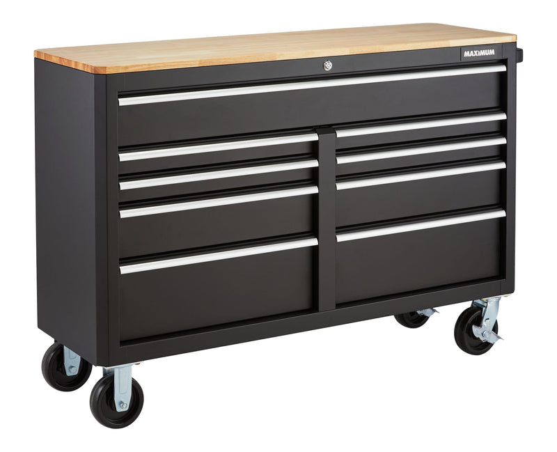 Tool Storage Cabinet, Built-In Power Bar with USB, 9-Drawer, 56-in, Matte Black G7535